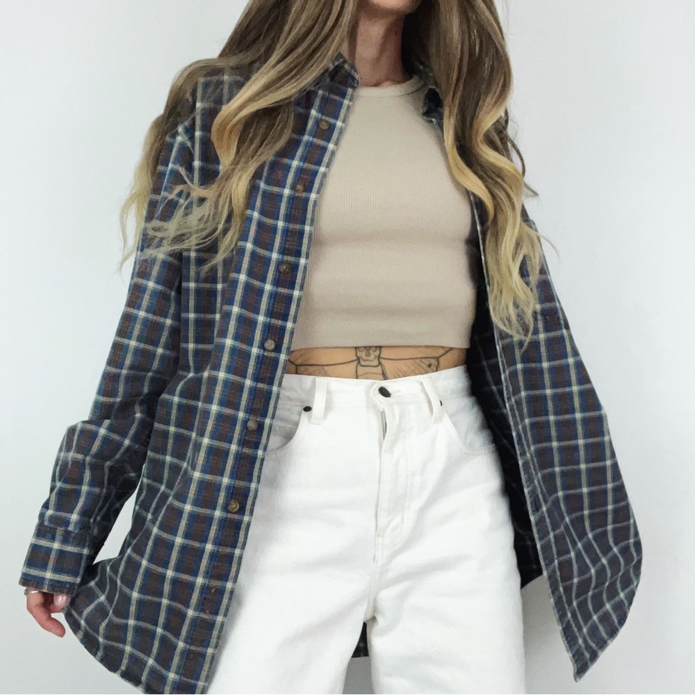 Vintage Denim Button-Down Shirt | Size M